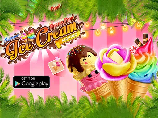 trò chơi kem ốc quế hoa hồng mùa hè