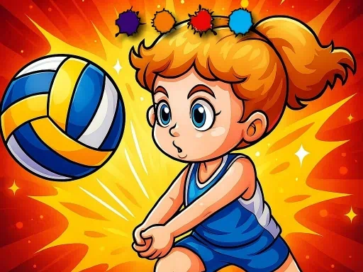 trò chơi tô màu bóng chuyền vui nhộn